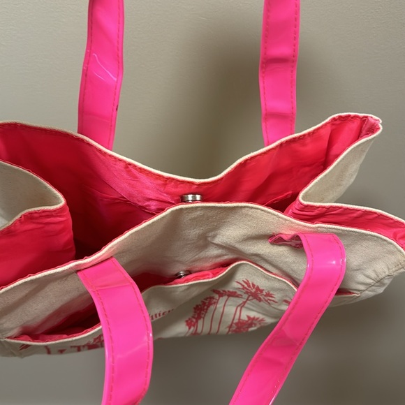 Juicy Couture Canvas Hot Pink Palm Tree Beach Bag/Tote - Picture 5 of 7